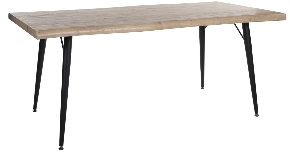 Esstisch - LB ca. 180x90 cm, Wildeiche Nachbildung, Schwarz, Baumkante