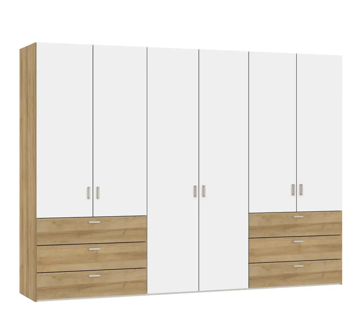 Drehtürenschrank JOIN IT- B ca. 303 cm, Eiche Dekor, Weiß