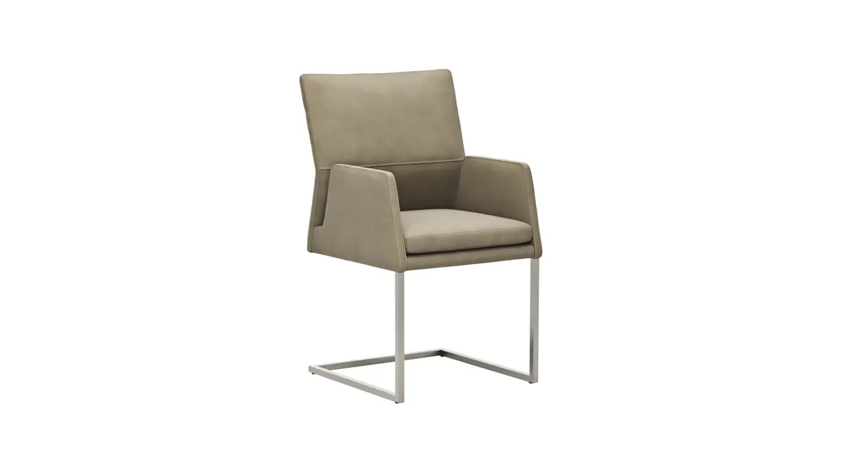 Armlehnstuhl Carry - Leder, Olive