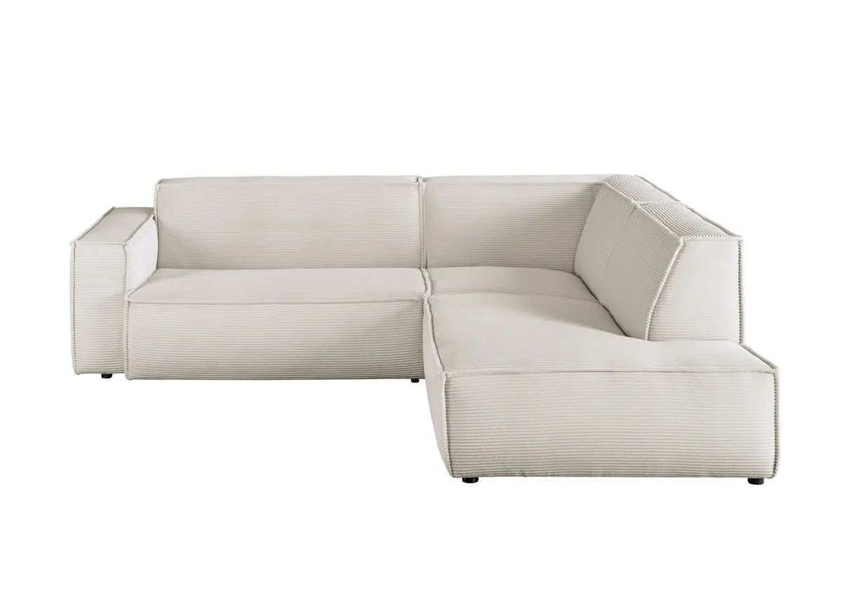 Ecksofa - 1,5-Sitzer mit Ecke rechts, Cord, Weiß