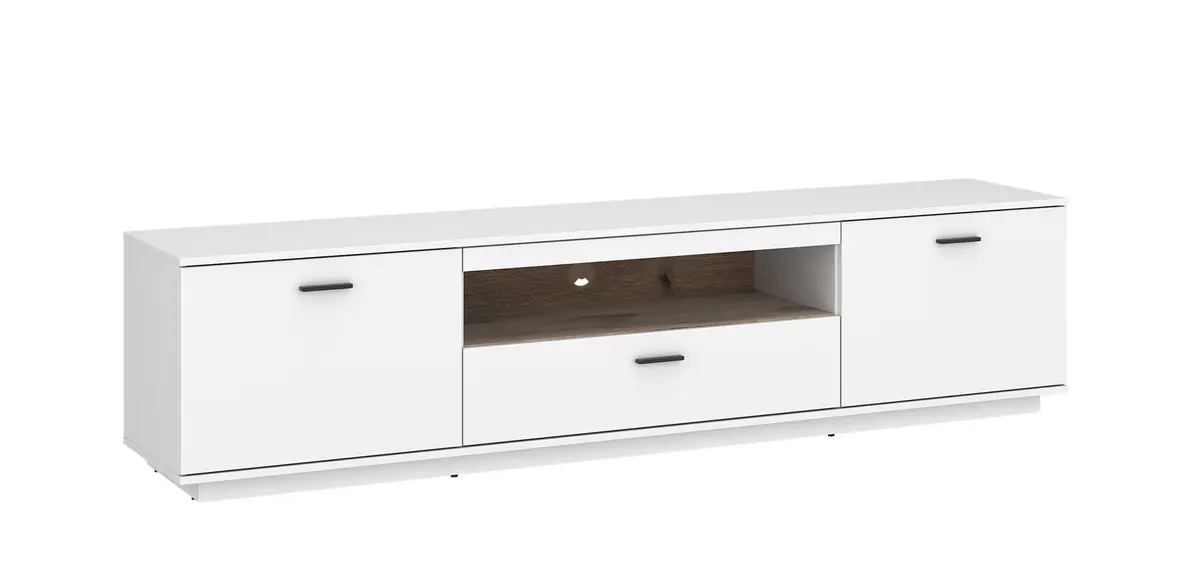 TV-Lowboard - B ca. 210 cm, Alpinweiß, Viking Eiche Nachbildung