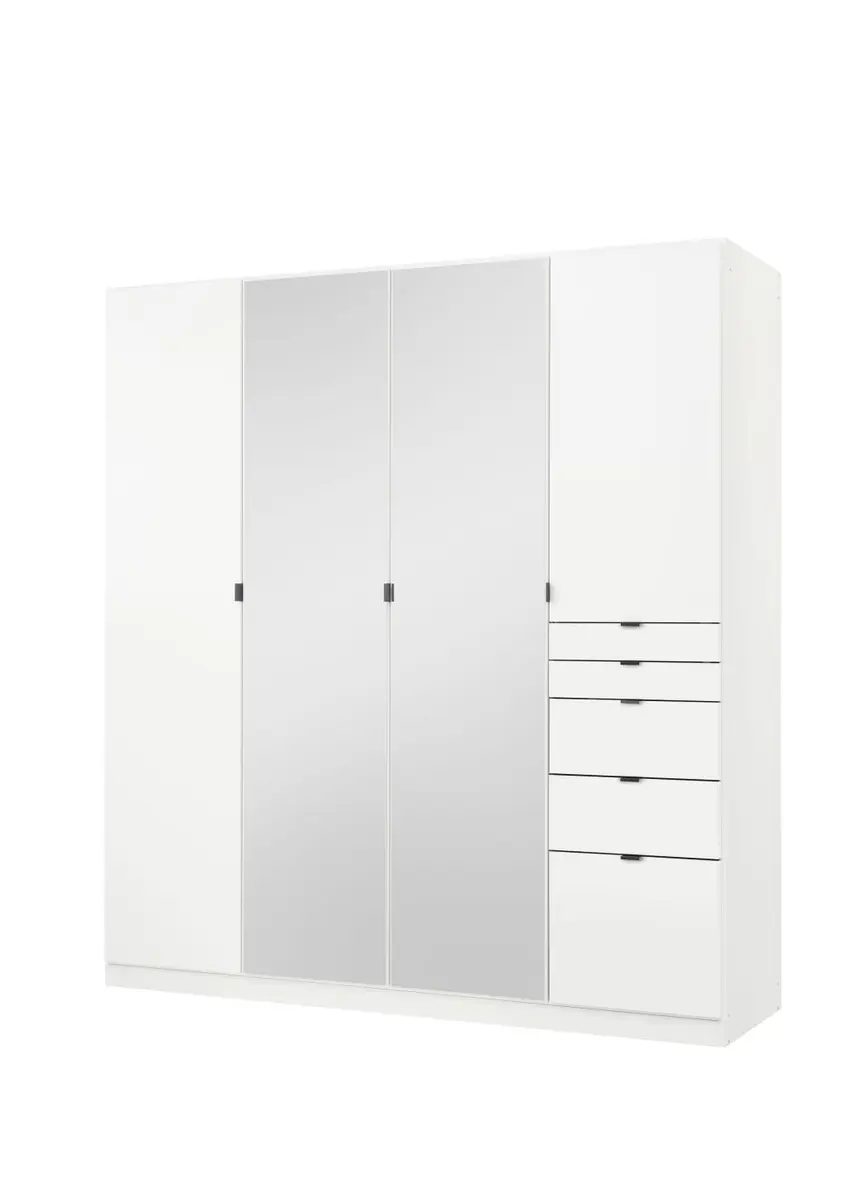Drehtürenschrank ROVANO- B ca. 180 cm, Weiß, Spiegel