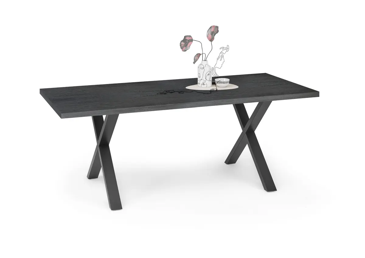 Esstisch - LB ca. 200x100 cm, Schwarzstahl, Schwarz