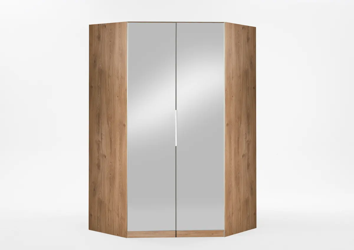 Eckschrank- B ca. 126 cm, Eiche Dekor, Spiegel