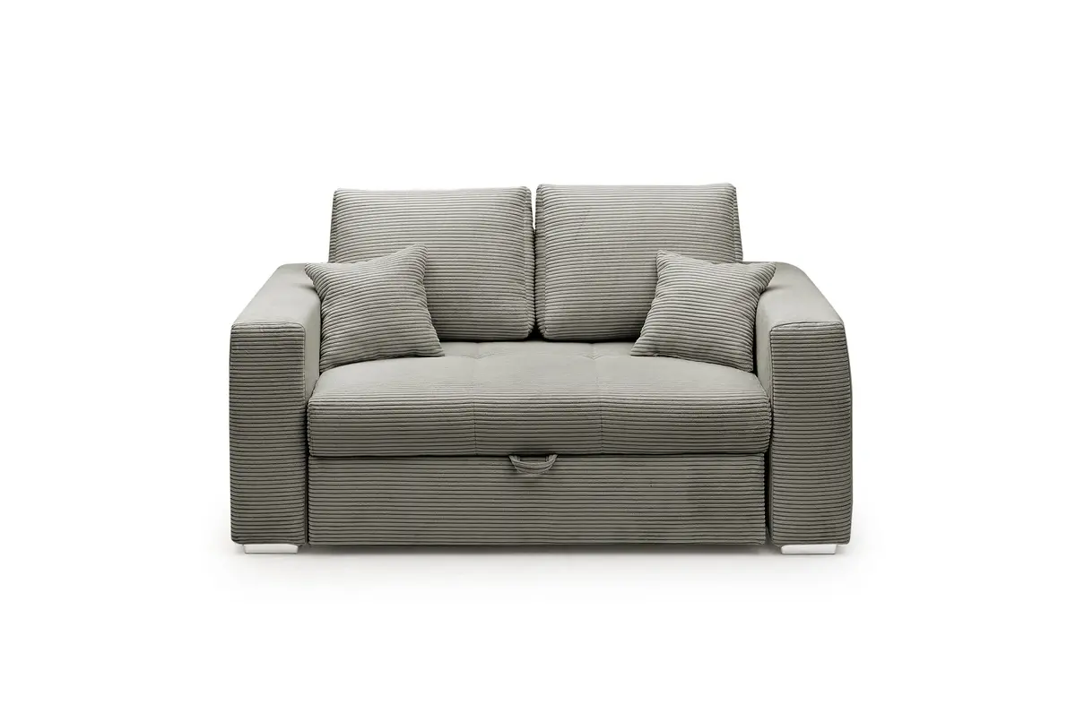 Sofa JORDEN 2 - 2-Sitzer inkl. Schlafftunktion mit Bettkasten, Stoff, Taupe