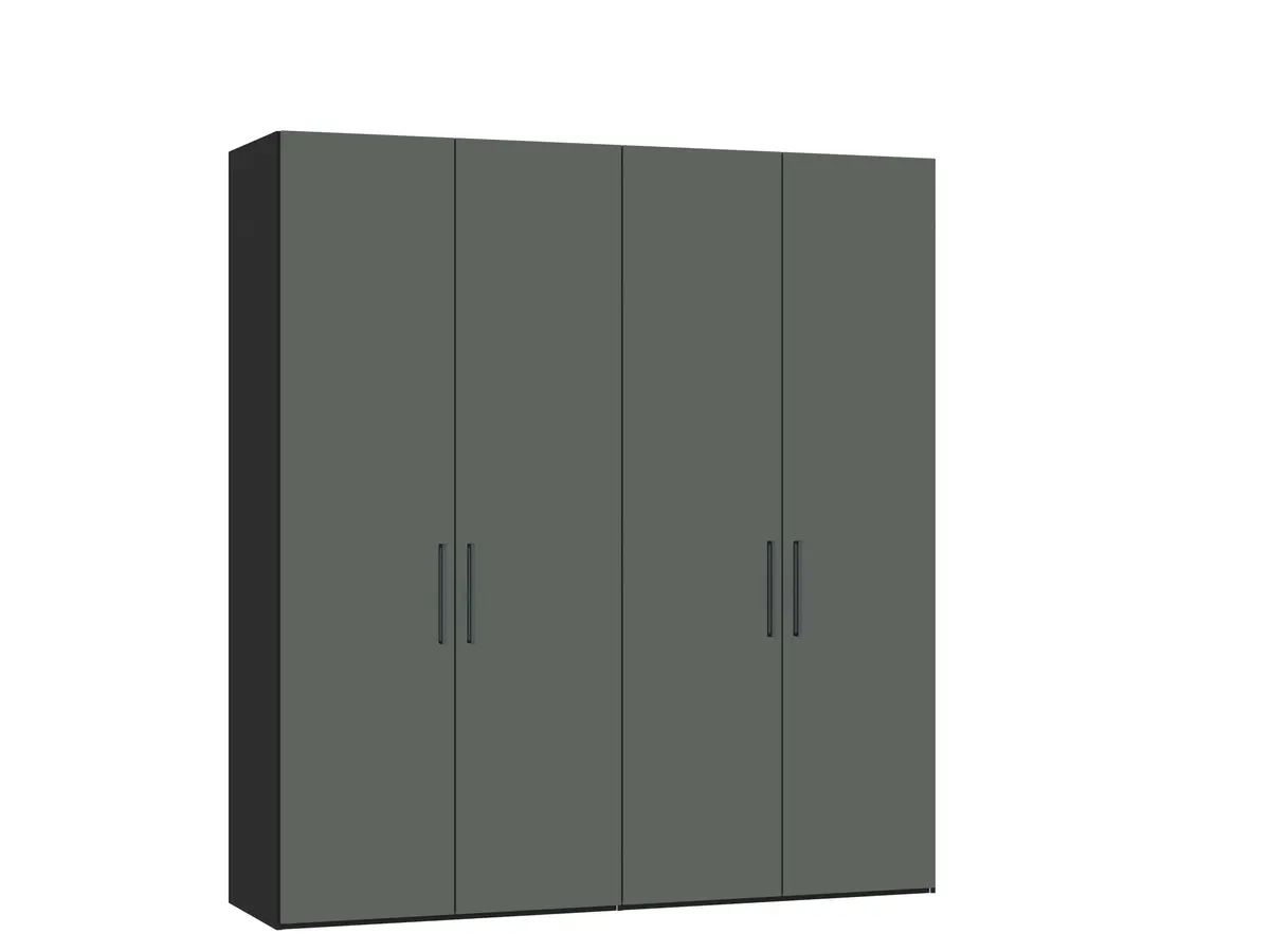 Drehtürenschrank JOIN IT- B ca. 202 cm., Schwarz, Glas, Graugrün