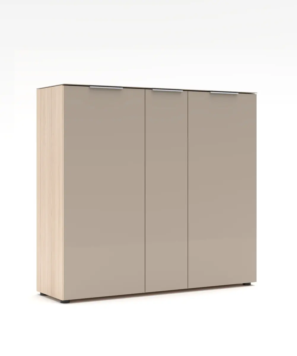 Schuhschrank - B ca. 136 cm, Riva Eiche Nachbildung, Kaschmir