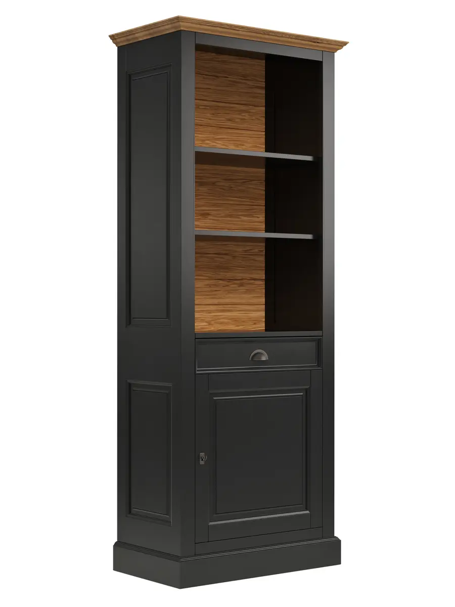 Bücherschrank Louisiana - teilmassiv, Schwarzgrau