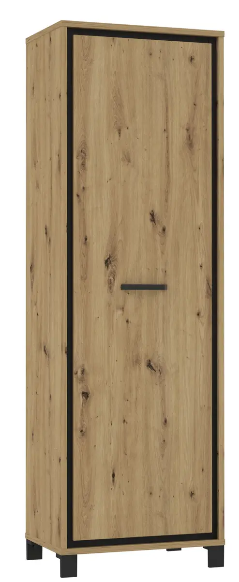Garderobenschrank FARIDA - Eiche Dekor, Schwarz