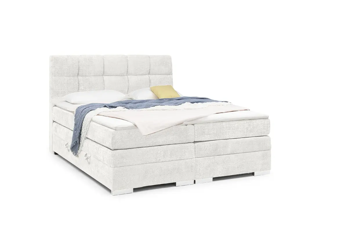 Boxspringbett SANDRIN I- Liegefläche ca. 180x200 cm, Stoff, Weiß, inkl. Stauraum