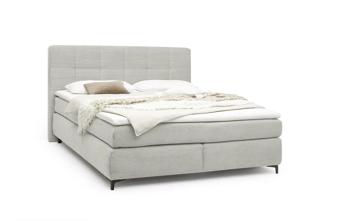 Boxspringbett- Liegefläche ca. 180x200 cm, Stoff, Graubeige, Hell