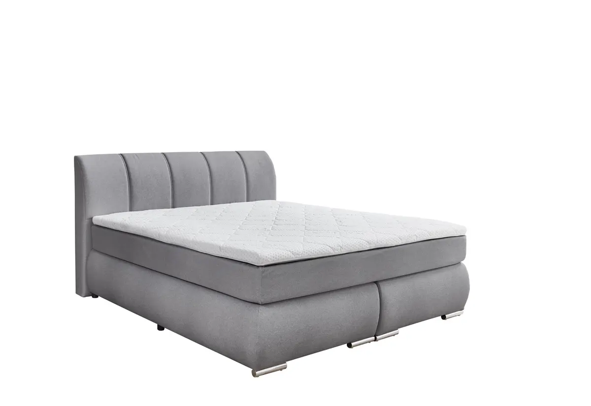 Boxspringbett- Liegefläche ca. 180x200 cm, Stoff, Silber