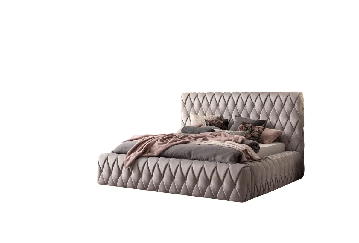 Polsterbett - Liegefläche ca. 180x200 cm, Stoff, Silber