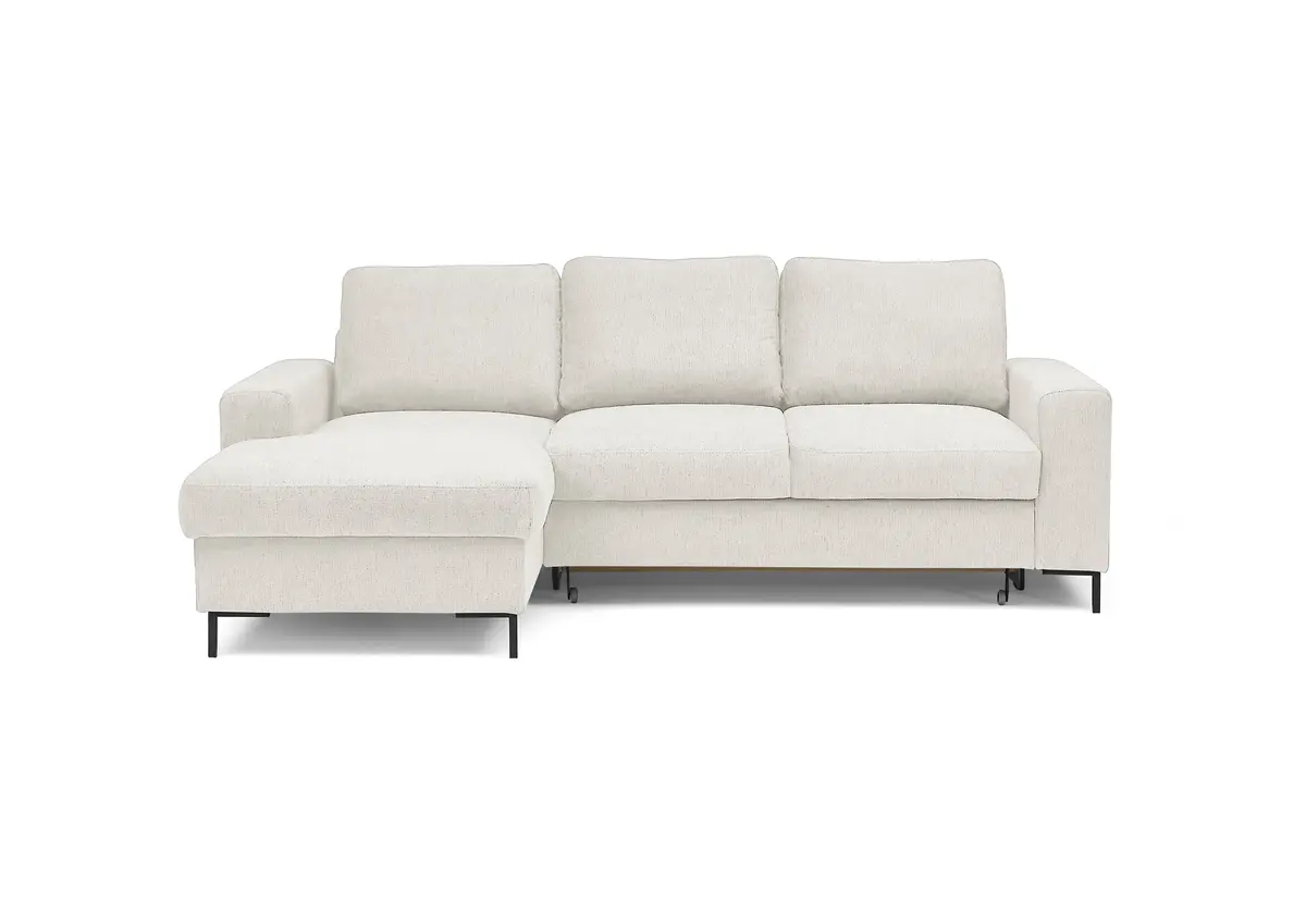 Ecksofa - Longchair links mit 2-Sitzer, Stoff, Creme