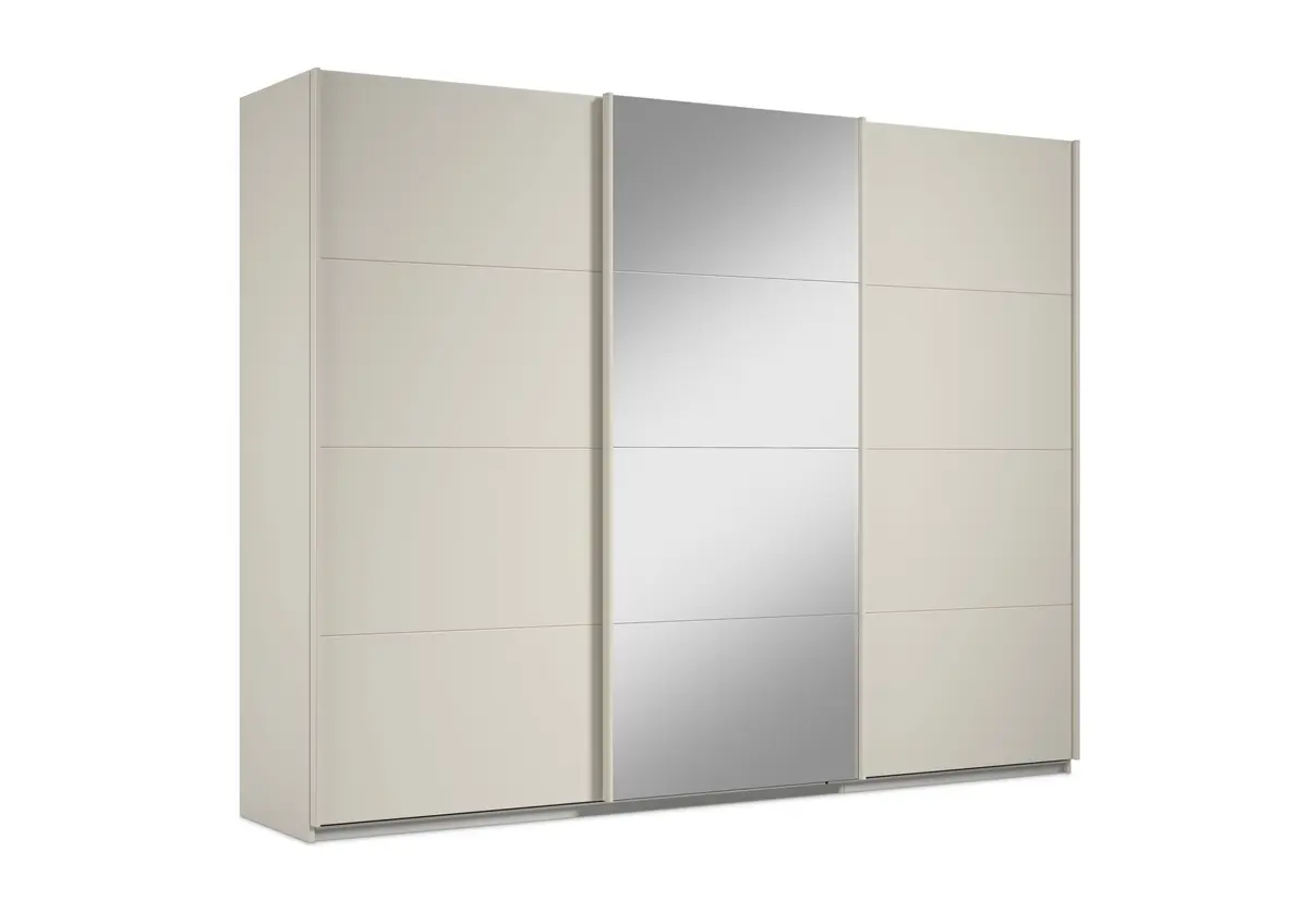 Schwebetürenschrank RIVASA- B ca. 271 cm, Champagner, Spiegel
