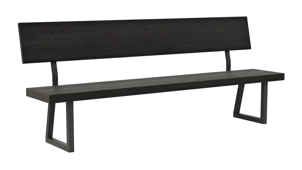 Holzbank Clifton - mit Rückenlehne, Breite ca. 220 cm, Zerreiche massiv, smoked