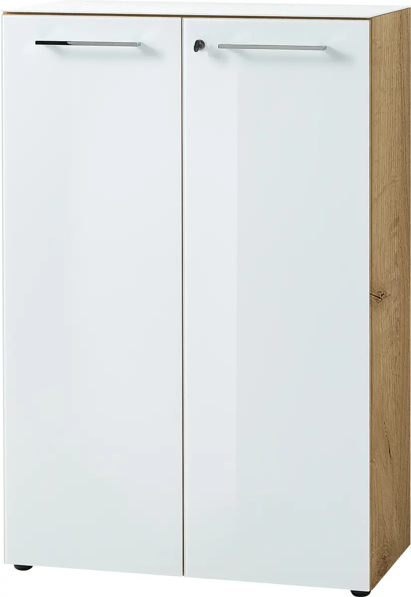 Aktenschrank GWEN - B ca. 80 cm, Eiche Nachbildung, Weiß
