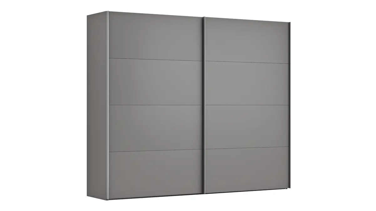 Schwebetürenschrank Viana - B ca. 271 cm, Lack, Steingrau