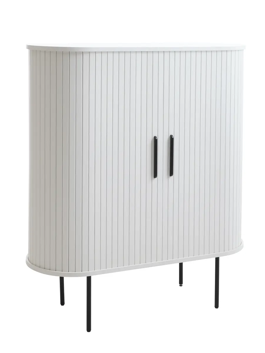 Highboard - B ca. 100 cm, Eiche Furnier, Weiß