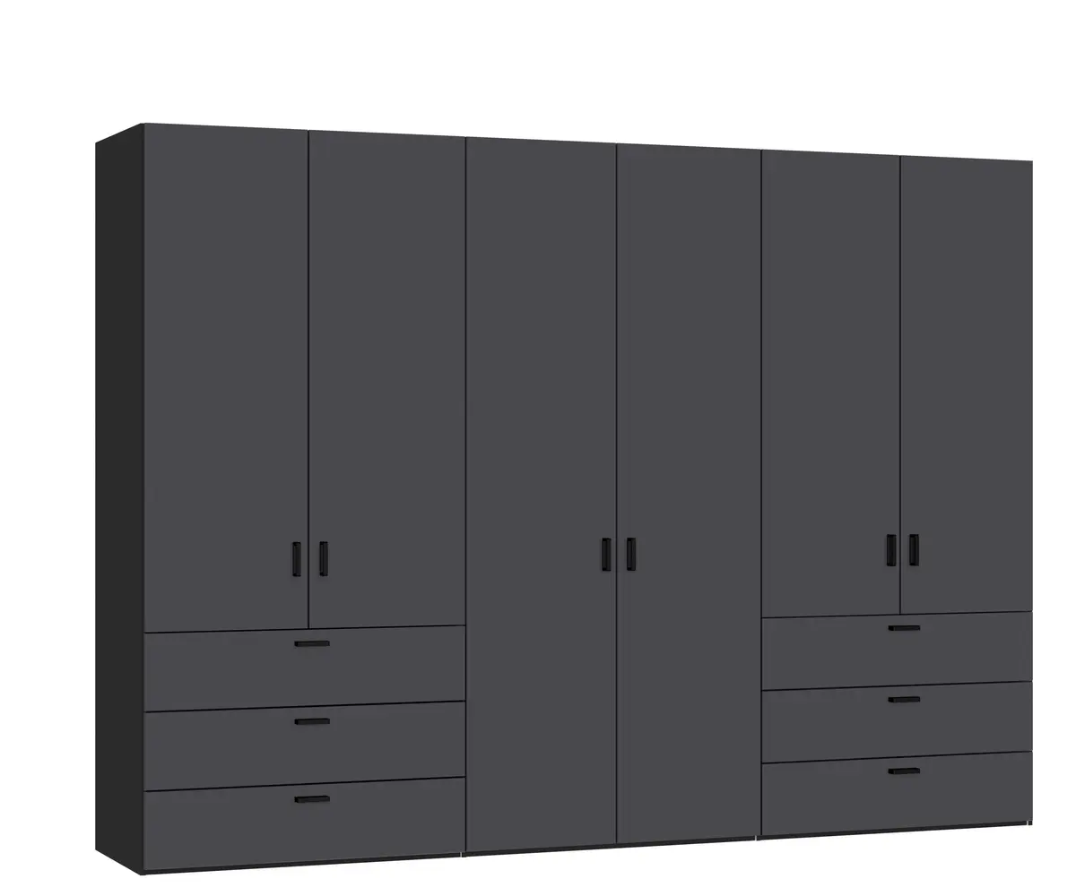 Drehtürenschrank JOIN IT- B ca. 303 cm, Schwarz, Anthrazit