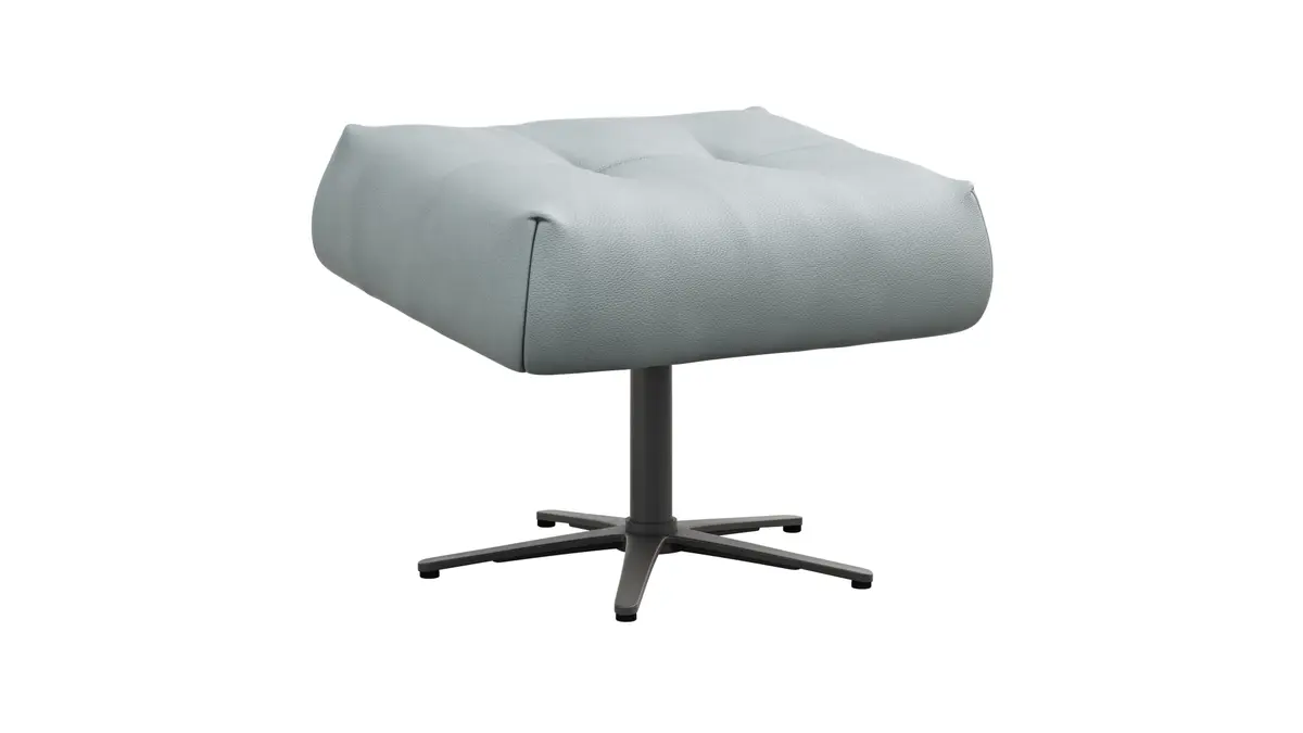 Hocker Terni - Sternfuss, Leder, Hellblau