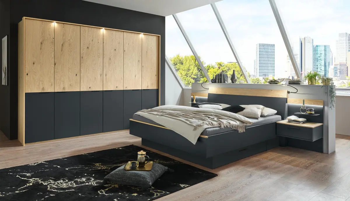 Schlarzimmer - Balkaneiche, Lack, Taupe