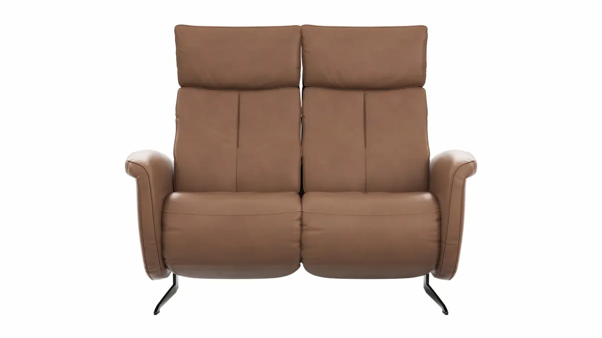Sofa Sitz.Konzept Sofa - 2-Sitzer inkl. Kopfteilverstellung, Leder, Cognac