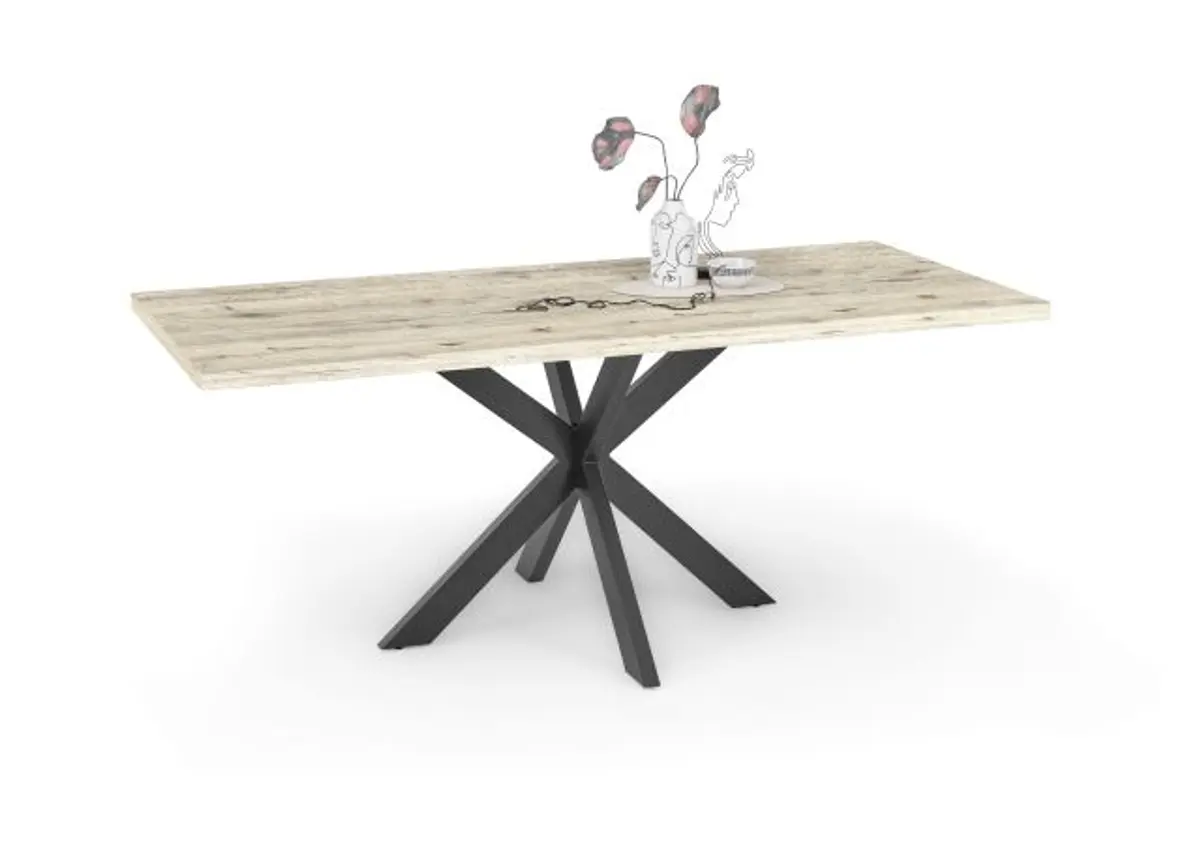 Esstisch - LB ca. 180x90 cm, Sandeiche, Schwarz