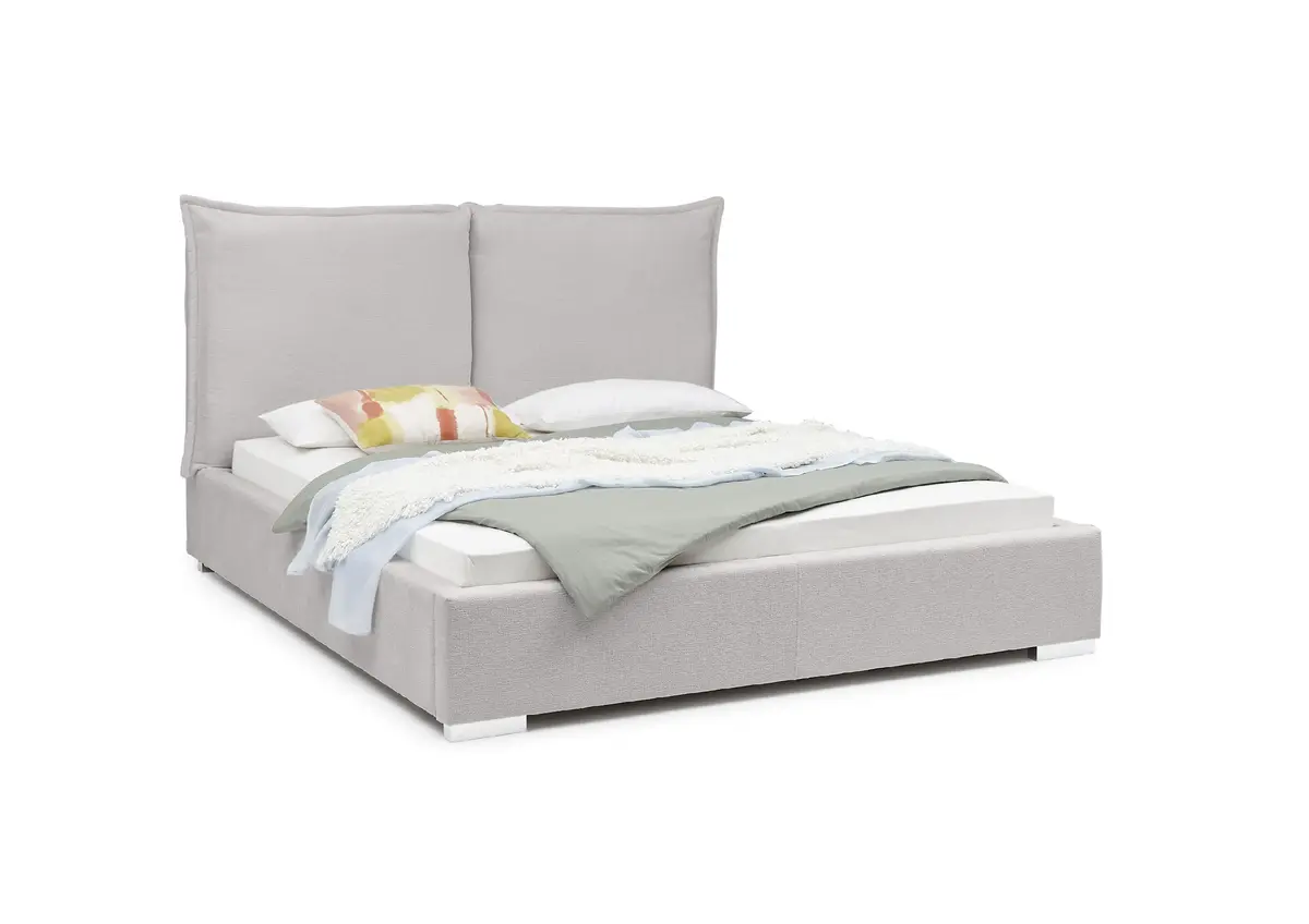 Bettgestell SANDRIN A- Liegefläche ca. 180x200 cm, Stoff, Hellgrau, inkl. Lattenrost und Stauraum