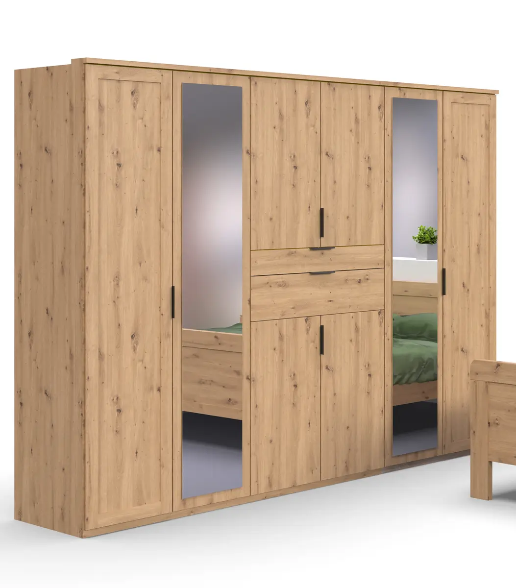 Drehtürenschrank- B ca. 270 cm, Eiche Dekor