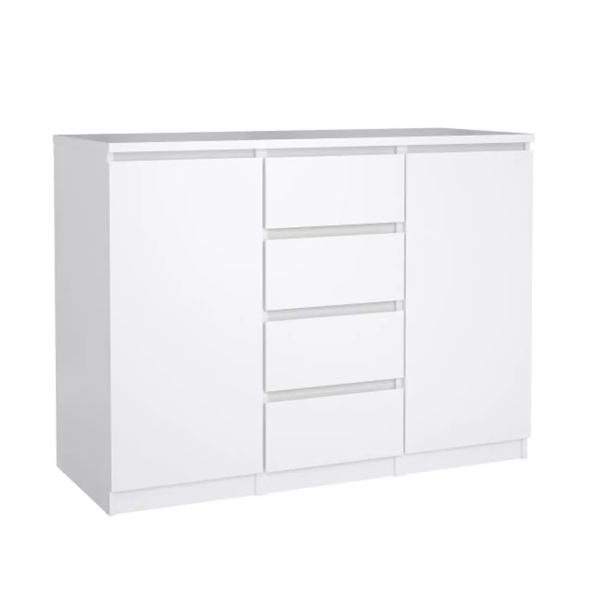 Kommode - B ca. 121 cm, Weiß Hochglanz