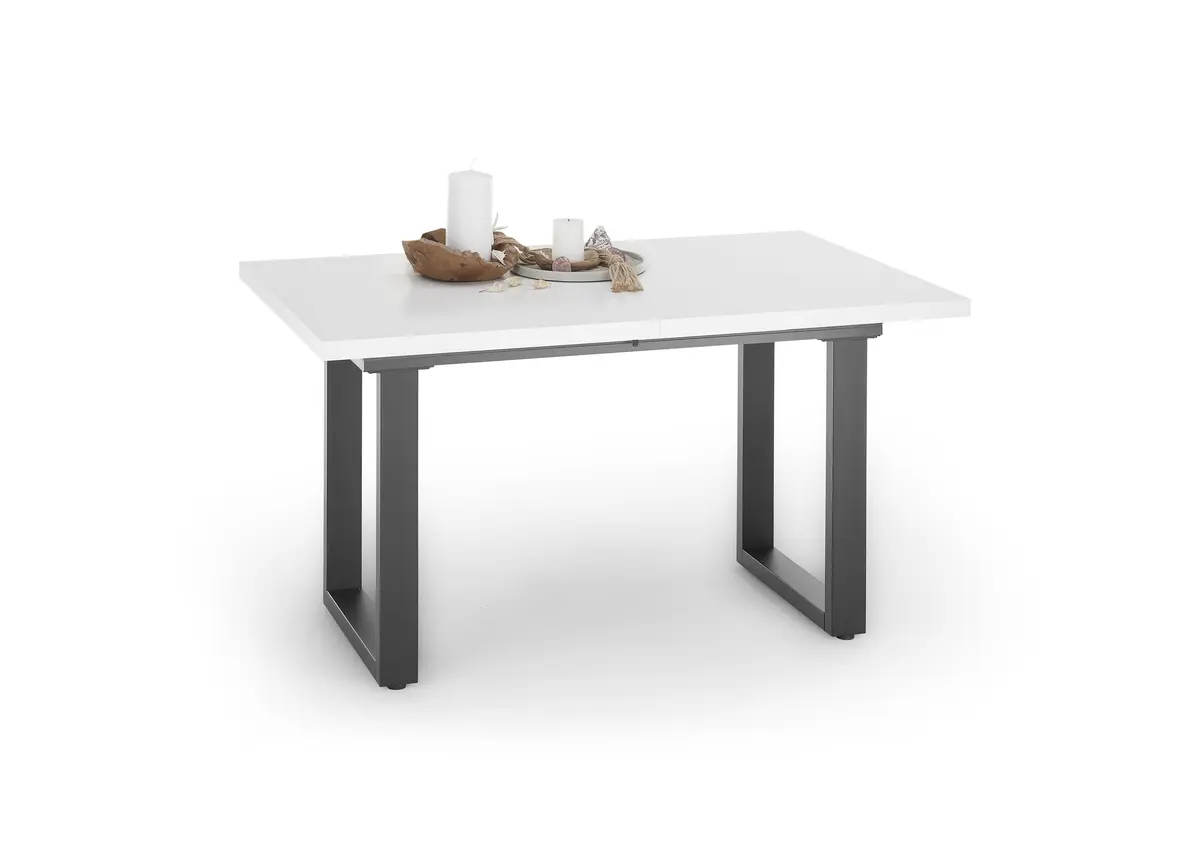 Esstisch - ausziehbar, LB ca. 140x90 cm, Weiß, Schwarz