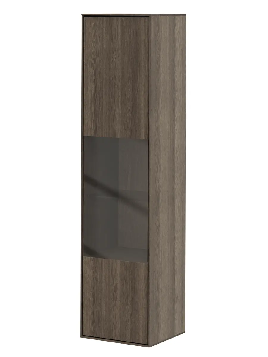 Hängevitrine Saratoga - Anschlag Links, Buche massiv, silbergrau geölt