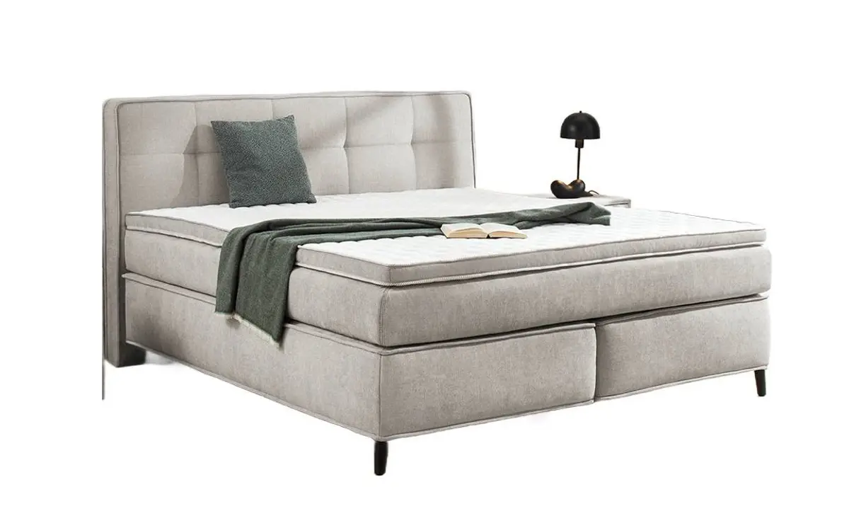 Boxspringbett- Liegefläche ca. 180x200 cm, Stoff, Graubeige