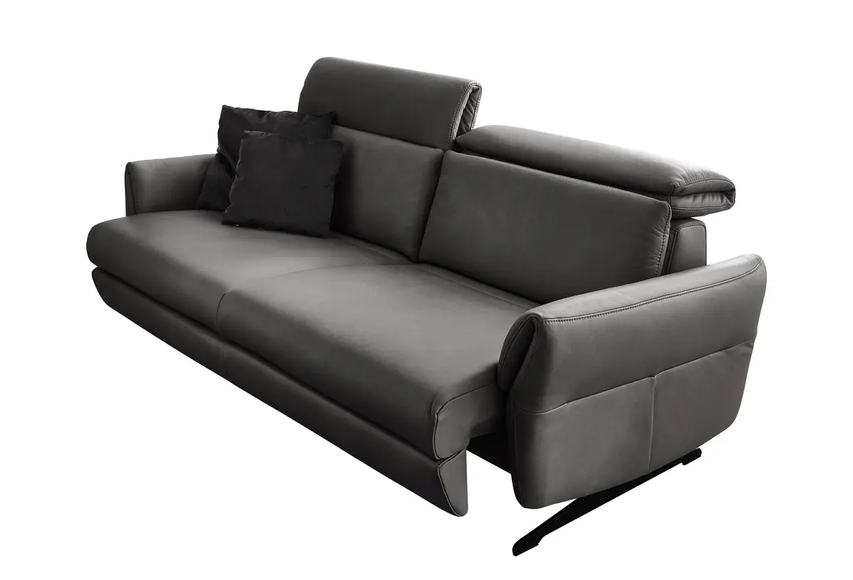 Sofa - 2,5-Sitzer, Kopfteil verstellbar, Sitzvorzug motorisch, Leder, Anthrazit