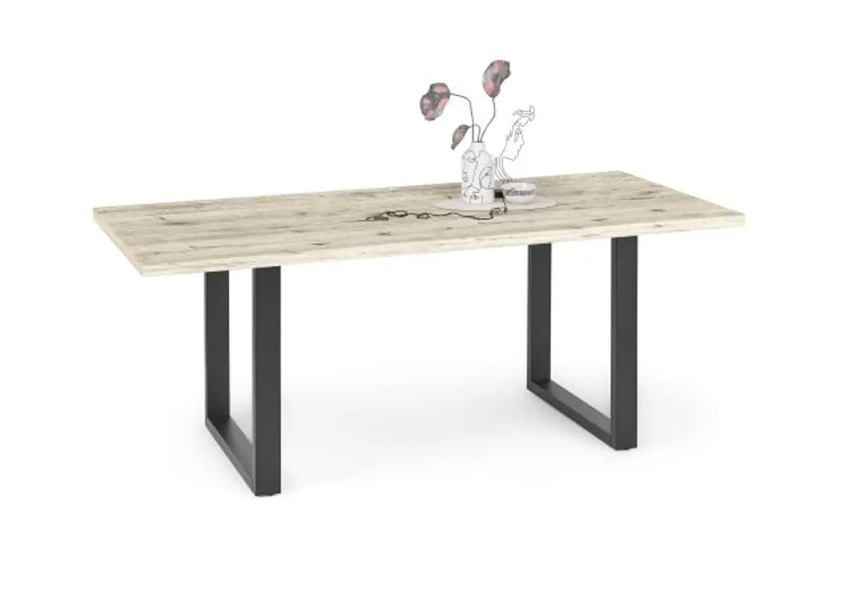 Esstisch - LB ca. 180x90 cm, Sandeiche, Schwarz