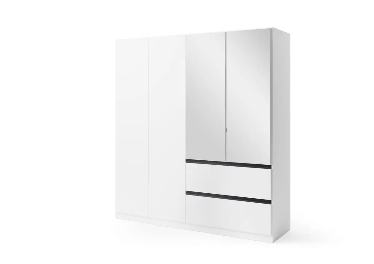 Drehtürenschrank RASA- B ca. 181 cm, Weiß, Spiegel