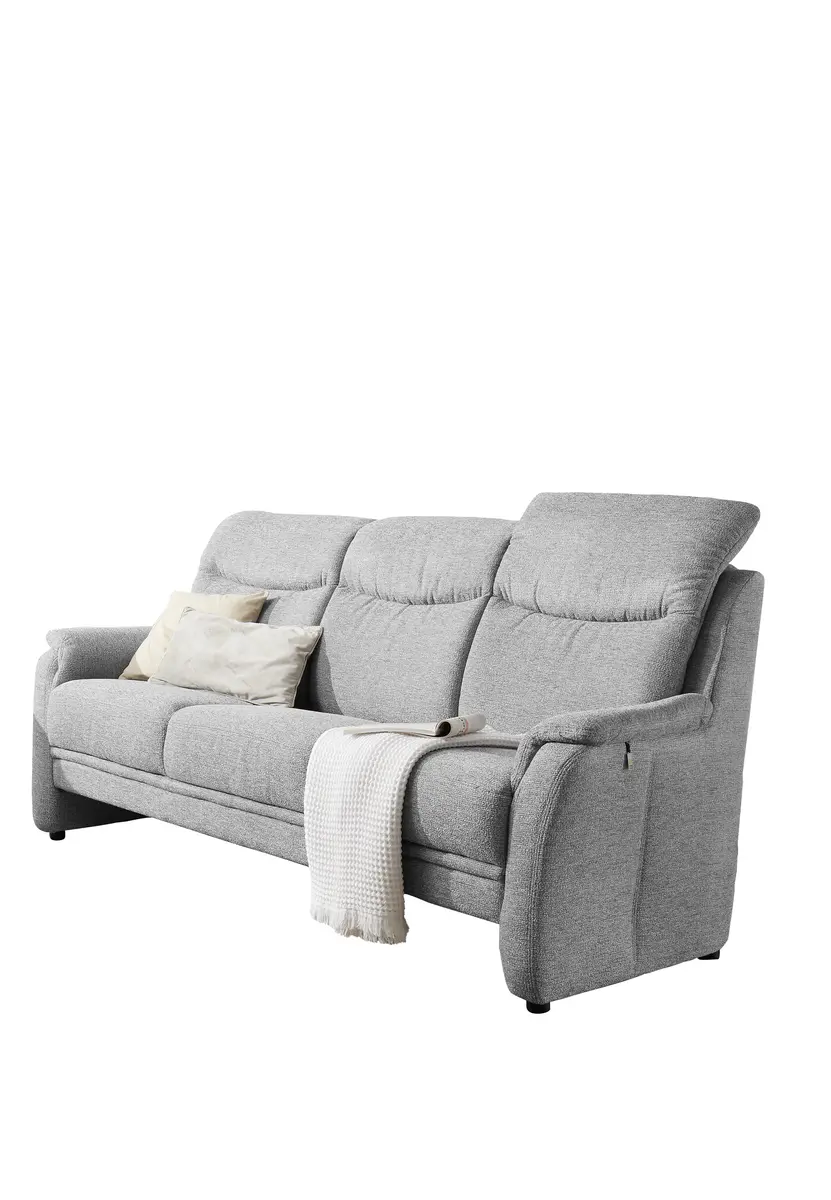 Sofa EM Sill - 3-Sitzer, mit Kopfteilverstellung, Stoff, Grau