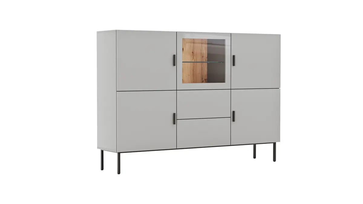 Highboard Palos - Lack, Hellgrau