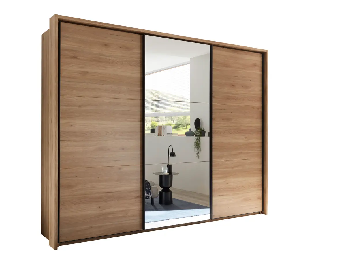 Schwebetürenschrank- B ca. 280 cm, Eiche Dekor