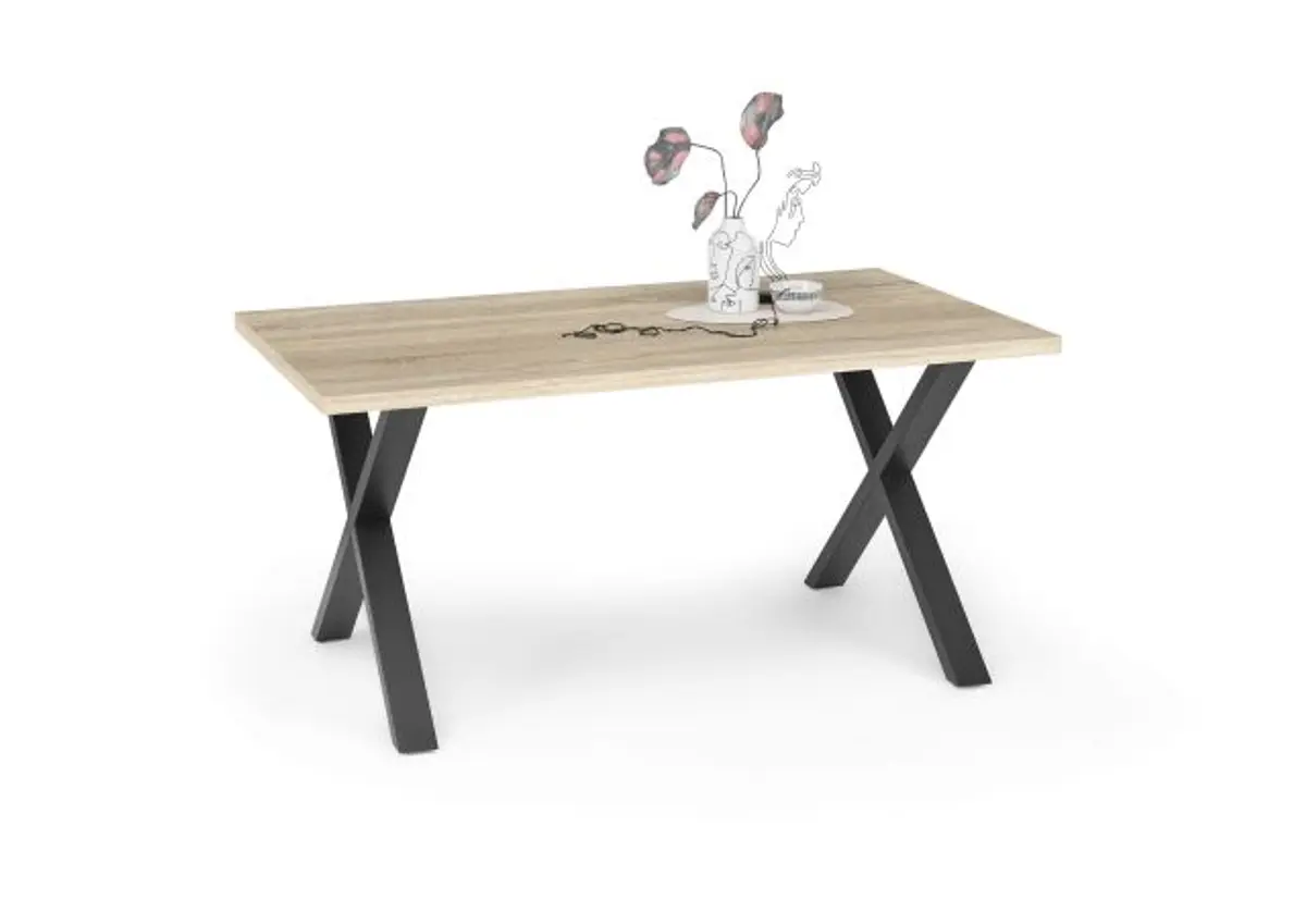 Esstisch - LB ca. 160x90 cm, Eiche sägerau, Schwarz