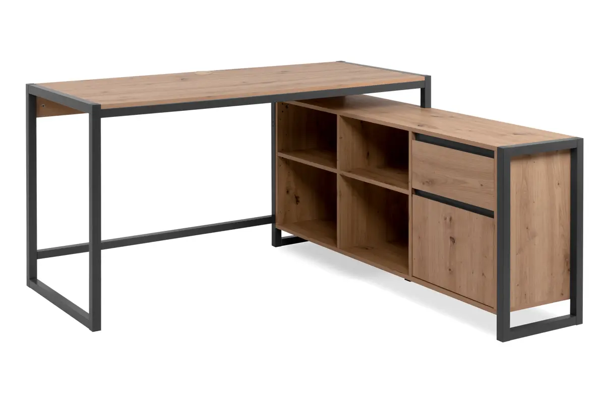 Eckschreibtisch- LB ca. 139x60 cm, Eiche Dekor, Anthrazit