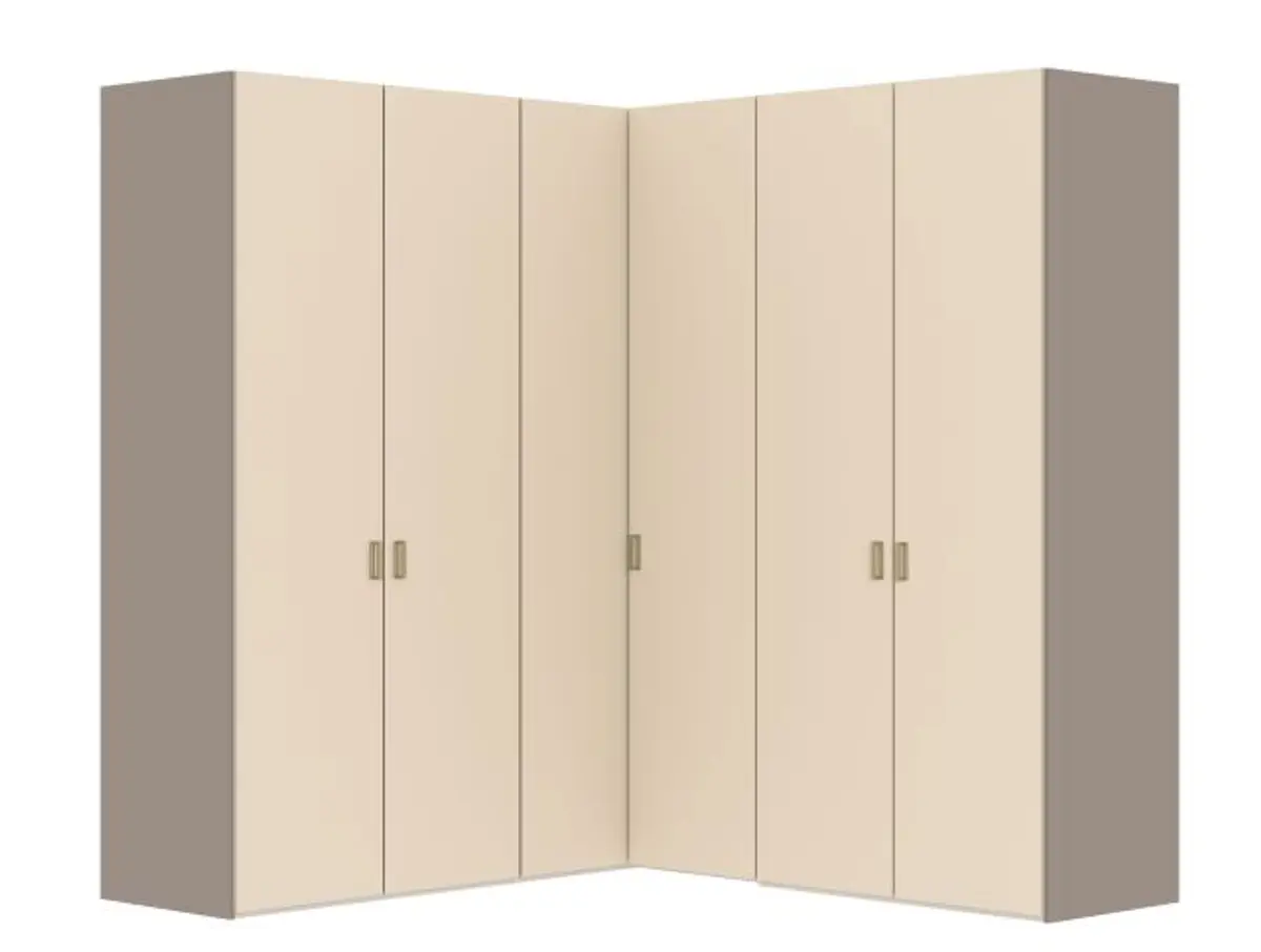 Eckschrank JOIN IT- B ca. 203 cm,  Nougat, Glas, Creme