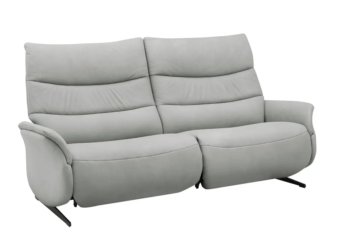 Sofa EM Lun - 3-Sitzer, Wall-Free Funktion, Kopfteilverstellung, Leder, grau