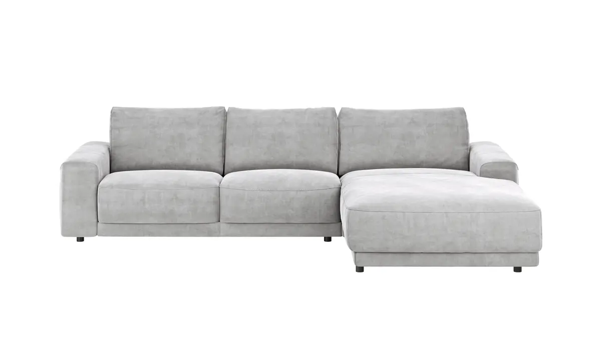 Ecksofa Balok - 2,5-Sitzer mit Longchair groß rechts, Stoff, Eisengrau