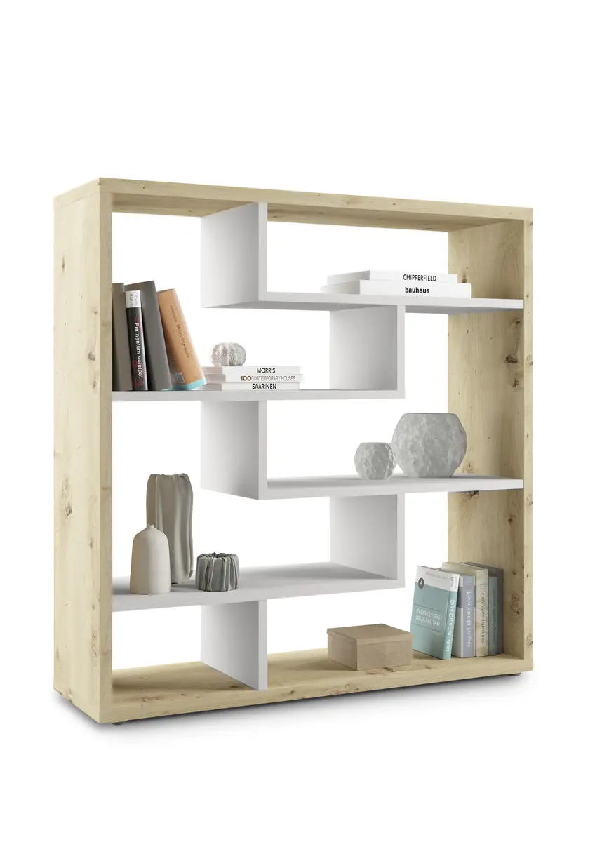 Raumteiler - B ca. 130 cm, Asteiche, Weiß