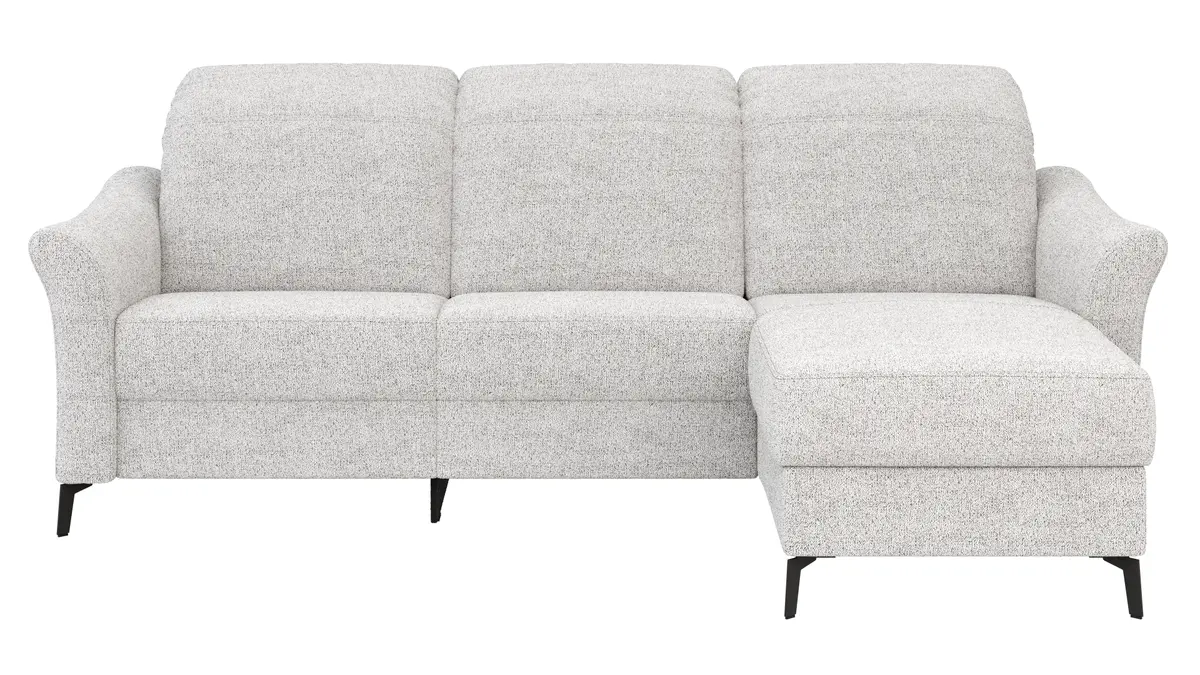 Ecksofa Canterbury - 2,5-Sitzer mit Longchair rechts, inkl. Relaxfunktion (motorisch) und Kopfteilverstellung, Stoff, Offwhite