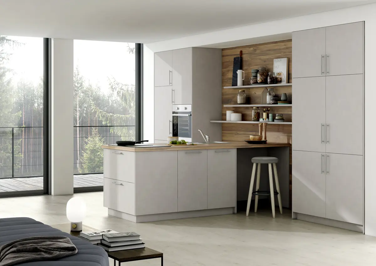 Wohnküche 52.210 7 520, Beton Kieselgrau Nachbildung 