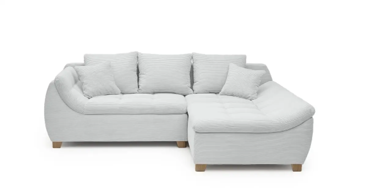 Ecksofa JAMILA - 2-Sitzer, Ecke rechts, Stoff, Silberfarben