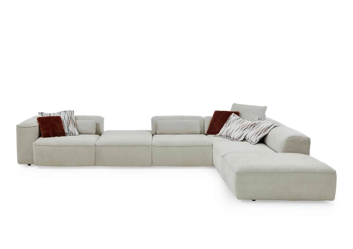 Ecksofa - 3,5-Sitzer mit Ecke rechts, Stoff, Natur